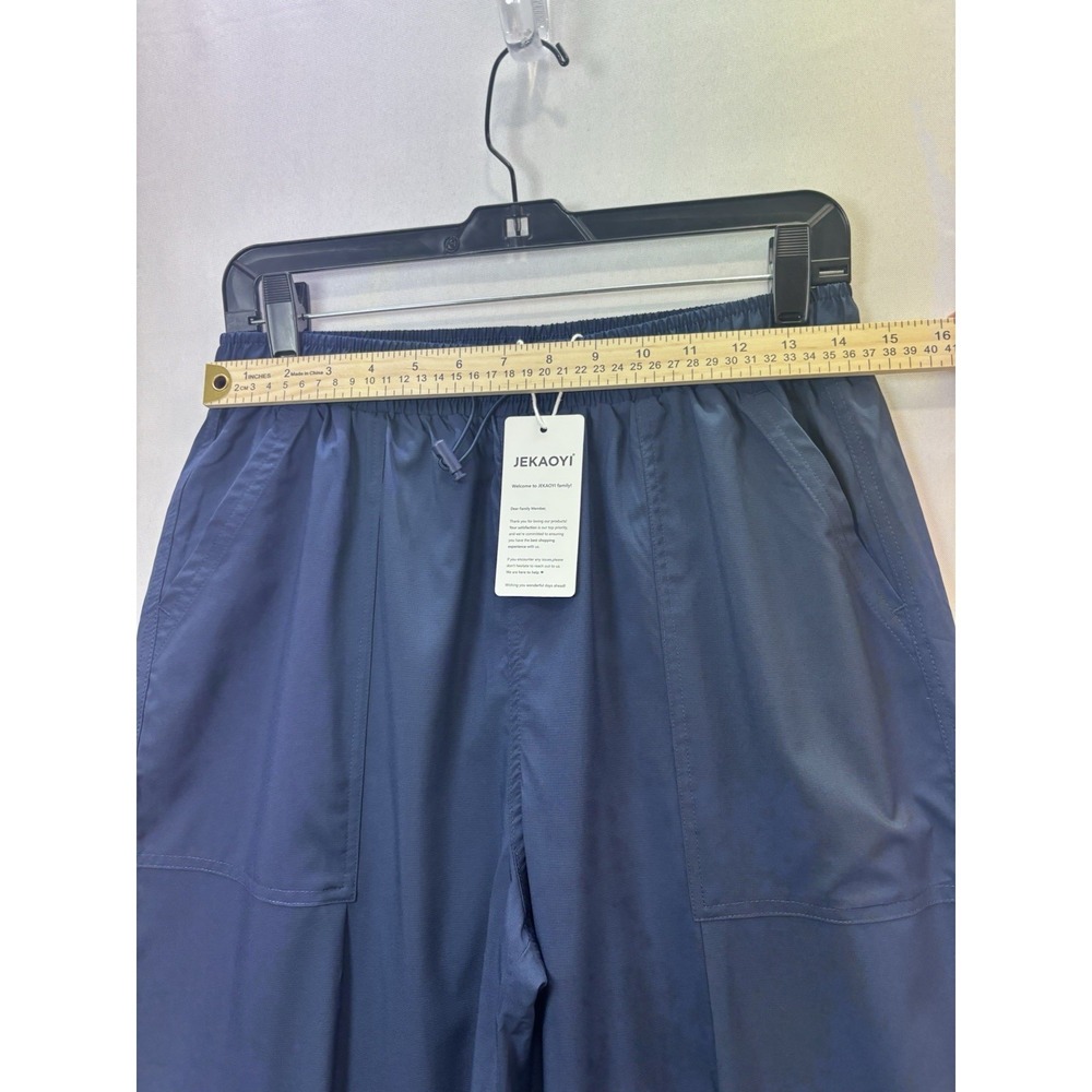 JEKAOYI Blue Cargo Pants Womens Medium Ripstop Elastic Waist Tapered Pockets - Picture 7 of 11
